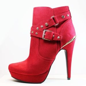 ♨️ GUESS 💯❗️Gorgeous Red Deeka Platform Booties